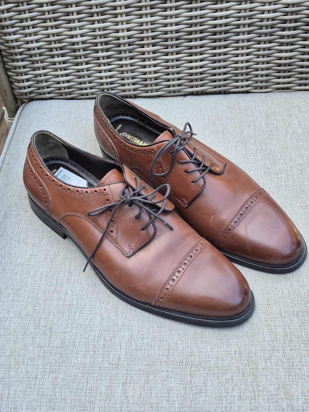 Johnston Murphy Signature Series Brown Sheepskin Oxfords Men's Size 11